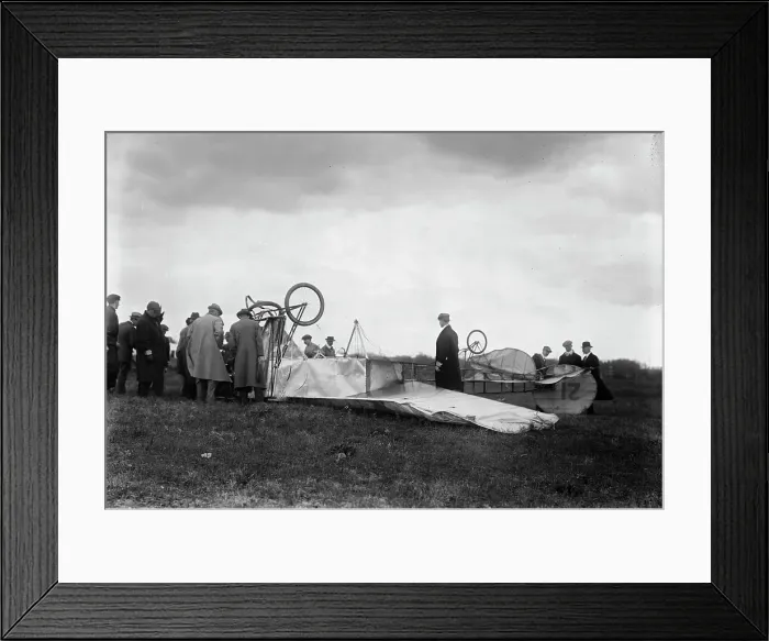 Framed Print : Moissant aero. Wrecked, 1910. Creator: Bain News Service Framed Print : Moissant aero. Wrecked, 1910. Creator: Bain News Service