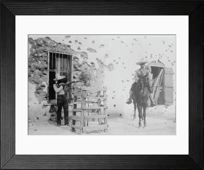 Framed Print : Juarez, Adobe house riddled, between c1910 and c1915. Creator: Bain News Service Framed Print : Juarez, Adobe house riddled, between c1910 and c1915. Creator: Bain News Service