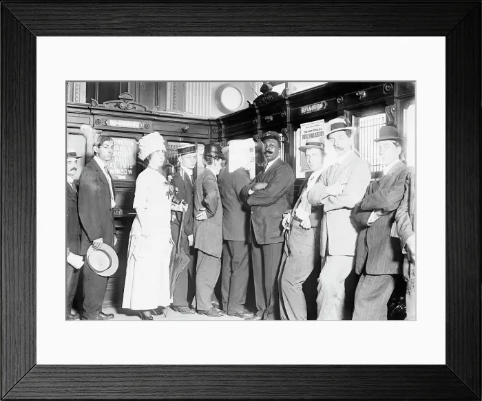 Framed Print : 1st Depositor, Postal Bank, N.Y. between c1910 and c1915. Creator: Bain News Service Framed Print : 1st Depositor, Postal Bank, N.Y. between c1910 and c1915. Creator: Bain News Service