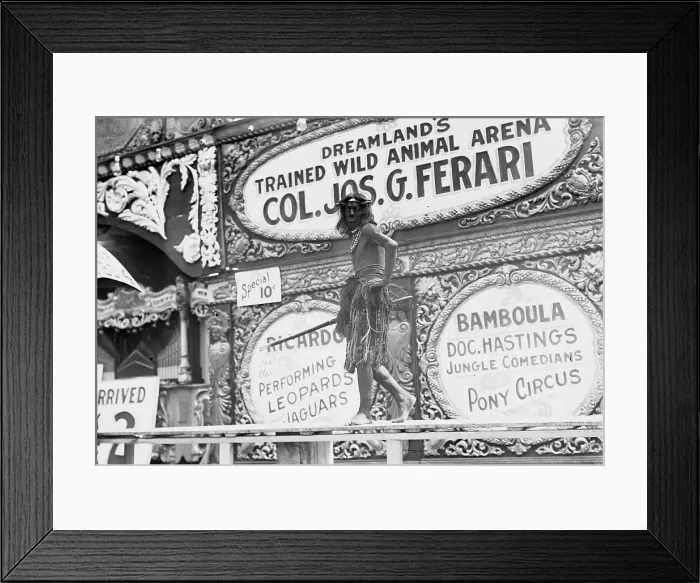 Framed Print : Coney Island, A Free Show, between c1910 and c1915. Creator: Bain News Service Framed Print : Coney Island, A Free Show, between c1910 and c1915. Creator: Bain News Service
