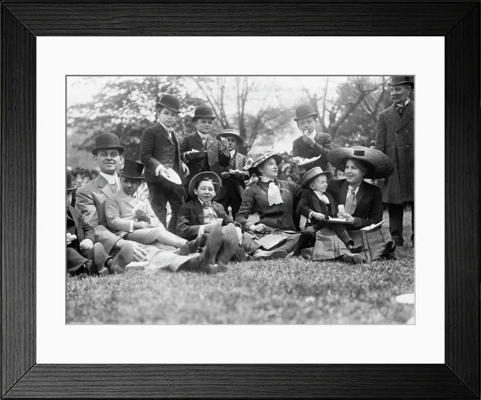 Framed Print : Midgets May Party - Central Park. Group seated on grass, 1910. Creator: Bain News Service Framed Print : Midgets May Party - Central Park. Group seated on grass, 1910. Creator: Bain News Service