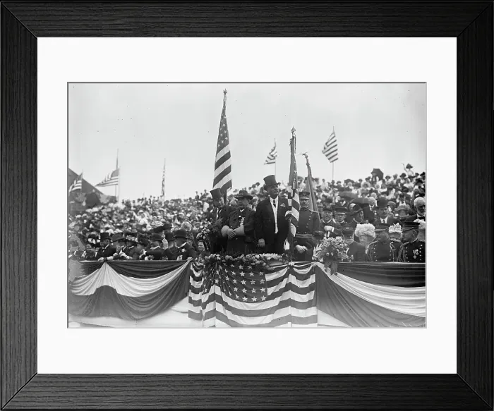 Framed Print : J.S. Sherman, Gov. Fort and Com'r van Sant review G.A.R. Parade- Atlantic City, 1910. Creator: Bain News Service Framed Print : J.S. Sherman, Gov. Fort and Com'r van Sant review G.A.R. Parade- Atlantic City, 1910. Creator: Bain News Service