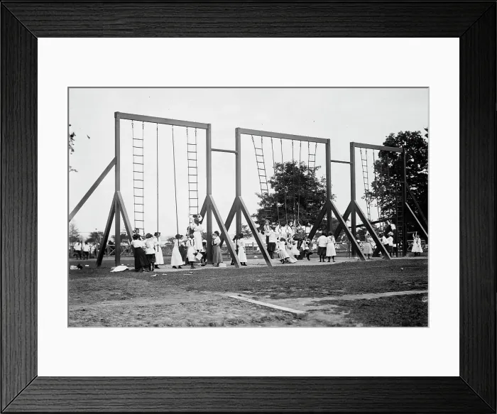 Framed Print : Rings and poles, Bronx Park, 1911. Creator: Bain News Service Framed Print : Rings and poles, Bronx Park, 1911. Creator: Bain News Service
