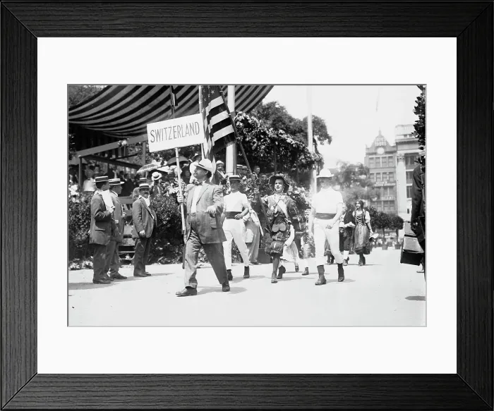 Framed Print : Swiss in N.Y. 4th of July Parade, between c1910 and c1915. Creator: Bain News Service Framed Print : Swiss in N.Y. 4th of July Parade, between c1910 and c1915. Creator: Bain News Service