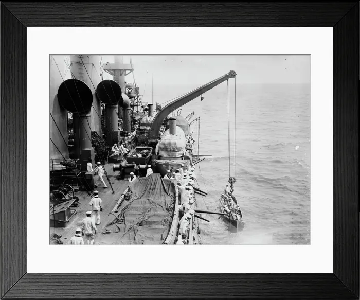Framed Print : Boat Drill on USS Washington, between c1910 and c1915. Creator: Bain News Service Framed Print : Boat Drill on USS Washington, between c1910 and c1915. Creator: Bain News Service