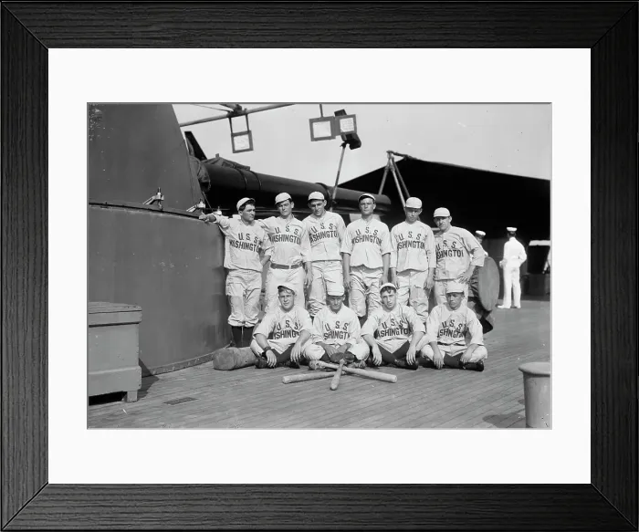 Framed Print : Baseball team on ship named WASHINGTON (baseball), c1911. Creator: Bain News Service
