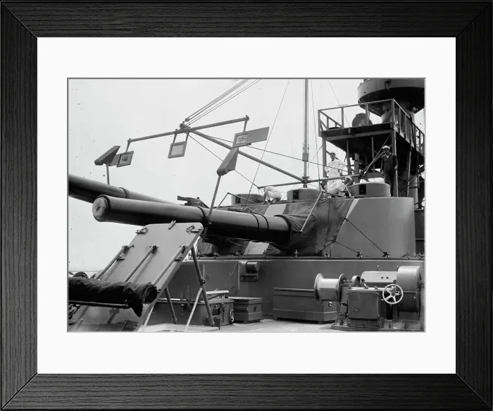 Framed Print : War game-10 in. gun practice - USS Seattle, between c1910 and c1915. Creator: Bain News Service Framed Print : War game-10 in. gun practice - USS Seattle, between c1910 and c1915. Creator: Bain News Service