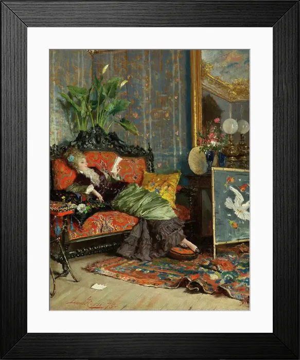 Framed Print : Young Woman Reading, 1875. Creator: Lucius Rossi Framed Print : Young Woman Reading, 1875. Creator: Lucius Rossi