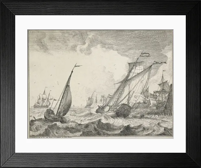 Framed Print : Seascapes with views of the Ij and Amsterdam, Rotterdam, Katwijk, etc. Untitled, 1701. Creator: Ludolf Bakhuizen Framed Print : Seascapes with views of the Ij and Amsterdam, Rotterdam, Katwijk, etc. Untitled, 1701. Creator: Ludolf Bakhuizen