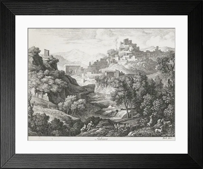 Framed Print : Die Römischen Ansichten (Views of Rome) / Subiaco, 1810. Creator: Joseph Anton Koch Framed Print : Die Römischen Ansichten (Views of Rome) / Subiaco, 1810. Creator: Joseph Anton Koch