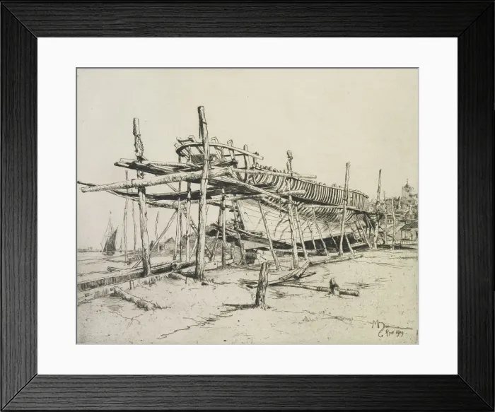 Framed Print : High noon in the boatyard, Rye, 1909. Creator: Martin Hardie Framed Print : High noon in the boatyard, Rye, 1909. Creator: Martin Hardie