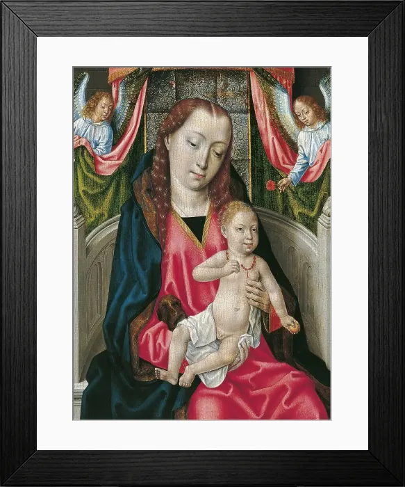 Framed Print : The Virgin and Child with Two Angels, 1480. Creator: Master of the Saint Ursula Legend Framed Print : The Virgin and Child with Two Angels, 1480. Creator: Master of the Saint Ursula Legend