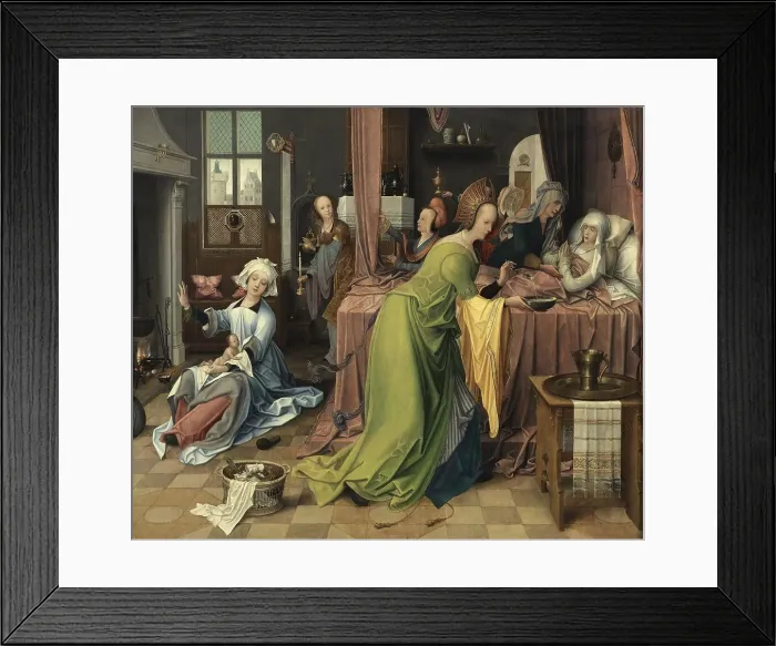 Framed Print : The Birth of the Virgin, 1520. Creator: Jan de Beer Framed Print : The Birth of the Virgin, 1520. Creator: Jan de Beer