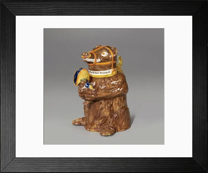 Framed Print : Jug In The Form Of A Bear Holding A Caricature Of Napoleon Bonaparte, c1813. Creator: Unknown Framed Print : Jug In The Form Of A Bear Holding A Caricature Of Napoleon Bonaparte, c1813. Creator: Unknown