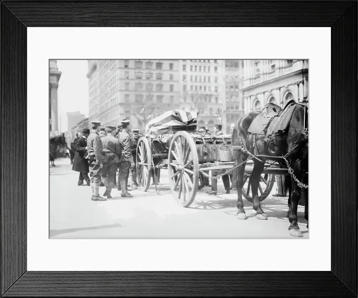 Framed Print : Kearny coffin on caisson, 1912. Creator: Bain News Service Framed Print : Kearny coffin on caisson, 1912. Creator: Bain News Service