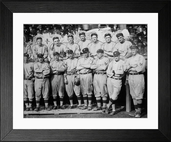 Framed Print : New York Giants. Top row (left to right): (partially obscured) Art Fletcher... (baseball), c1911. Creator: Bain News Service Framed Print : New York Giants. Top row (left to right): (partially obscured) Art Fletcher... (baseball), c1911. Creator: Bain News Service