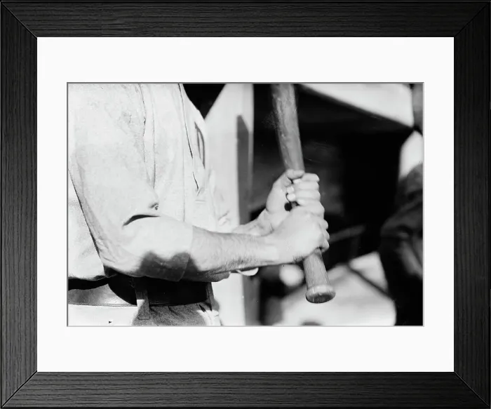 Framed Print : Frank Home Run Baker's batting grip, c1912. Creator: Bain News Service Framed Print : Frank Home Run Baker's batting grip, c1912. Creator: Bain News Service