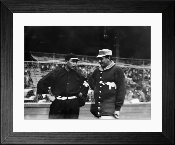 Framed Print : Chief Meyers, New York, NL & Chief Bender, Philadelphia, AL at World Series (baseball), 1911. Creator: Bain News Service Framed Print : Chief Meyers, New York, NL & Chief Bender, Philadelphia, AL at World Series (baseball), 1911. Creator: Bain News Service