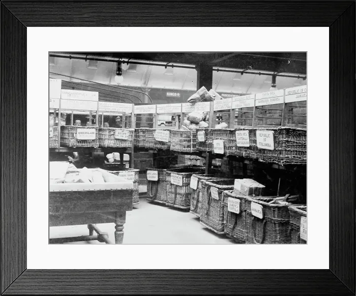 Framed Print : British Parcels Post-sorting parcels for foreign mail, between c1910 and c1915. Creator: Bain News Service Framed Print : British Parcels Post-sorting parcels for foreign mail, between c1910 and c1915. Creator: Bain News Service