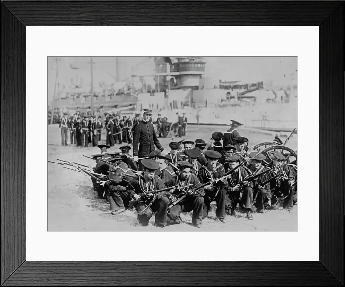 Framed Print : Sailor's shore drill, between c1910 and c1915. Creator: Bain News Service Framed Print : Sailor's shore drill, between c1910 and c1915. Creator: Bain News Service