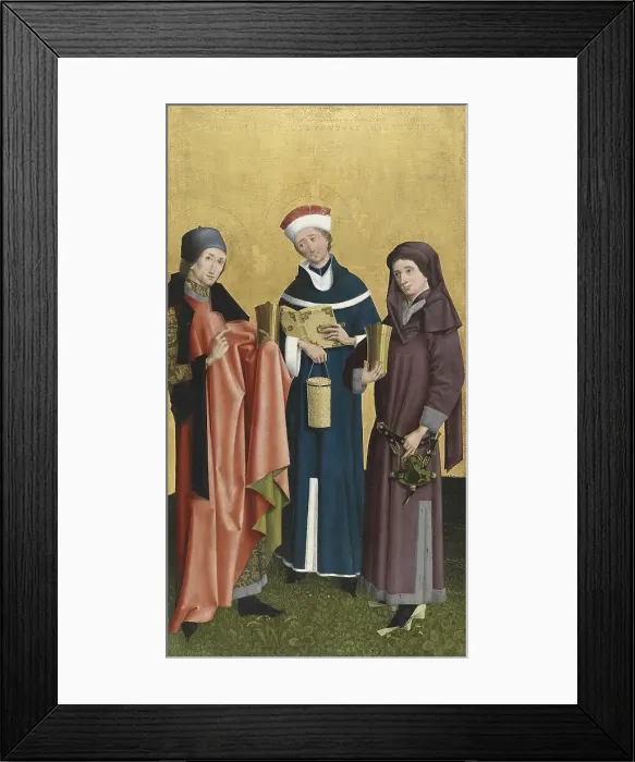 Framed Print : Saints Cosmas, Damian and Pantaleon, 1455. Creator: Master of the Vision of Saint John Framed Print : Saints Cosmas, Damian and Pantaleon, 1455. Creator: Master of the Vision of Saint John