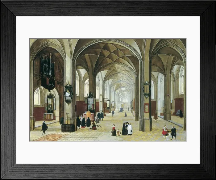 Framed Print : Interior of a Gothic Church, 1615. Creator: Peeter Neeffs the Elder Framed Print : Interior of a Gothic Church, 1615. Creator: Peeter Neeffs the Elder