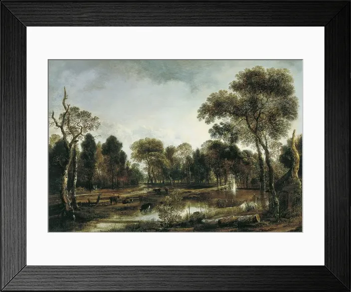 Framed Print : Wooded River Landscape, 1645. Creator: Aert van der Neer Framed Print : Wooded River Landscape, 1645. Creator: Aert van der Neer