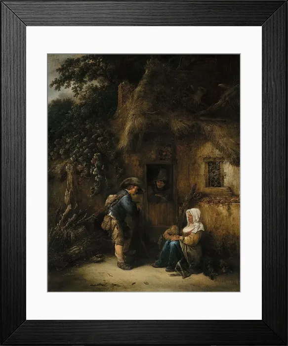 Framed Print : Traveller at a Cottage Door, 1649. Creator: Isaac van Ostade Framed Print : Traveller at a Cottage Door, 1649. Creator: Isaac van Ostade
