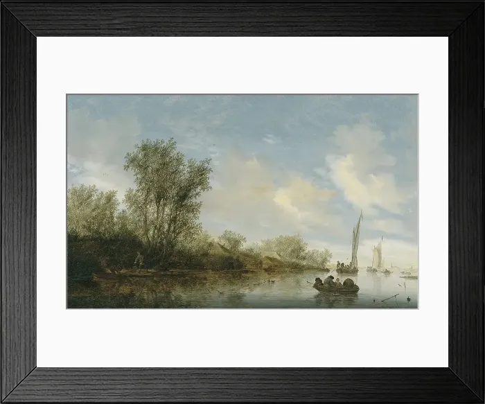 Framed Print : A River with Fishermen, 1645. Creator: Salomon Ruysdael Framed Print : A River with Fishermen, 1645. Creator: Salomon Ruysdael