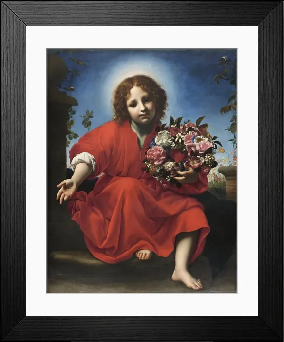 Framed Print : The Infant Christ with a Floral Wreath, 1663. Creator: Carlo Dolci Framed Print : The Infant Christ with a Floral Wreath, 1663. Creator: Carlo Dolci