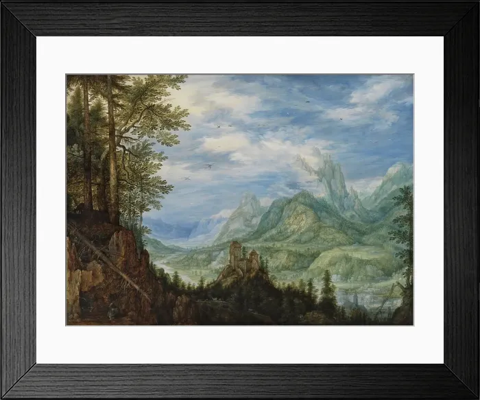 Framed Print : Mountain Landscape with a Castle, 1609. Creator: Roelandt Savery Framed Print : Mountain Landscape with a Castle, 1609. Creator: Roelandt Savery