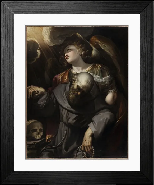 Framed Print : Saint Francis with the Stigmata, held up by an Angel, 1610. Creator: Ferrau Fenzoni Framed Print : Saint Francis with the Stigmata, held up by an Angel, 1610. Creator: Ferrau Fenzoni