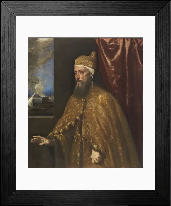 Framed Print : Portrait of Doge Francesco Venier, 1554. Creator: Titian Framed Print : Portrait of Doge Francesco Venier, 1554. Creator: Titian