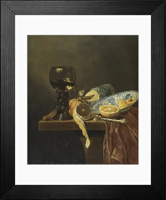 Framed Print : Still Life with Chinese Dish. Rummer, Knife, Bread and Fruit, 1650. Creator: Jan Jansz van de Velde Framed Print : Still Life with Chinese Dish. Rummer, Knife, Bread and Fruit, 1650. Creator: Jan Jansz van de Velde