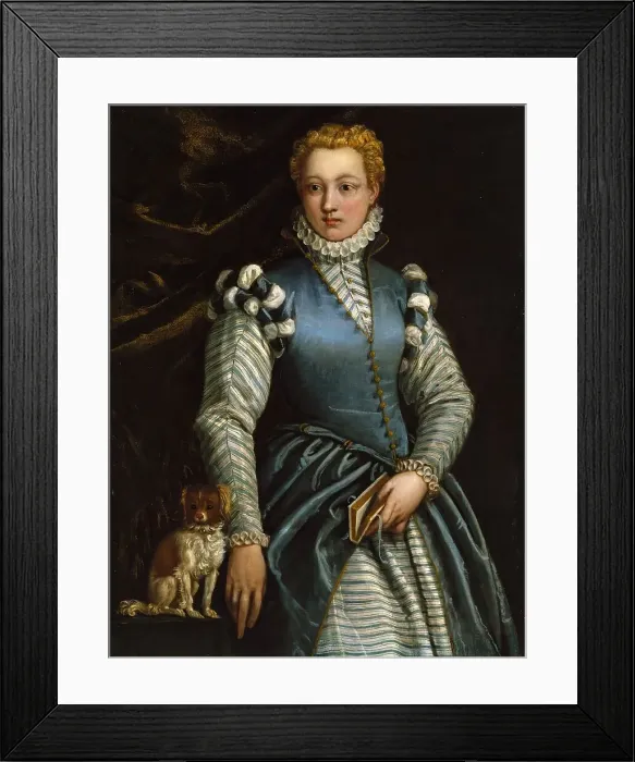 Framed Print : Portrait of a Woman with a Dog, 1560. Creator: Paolo Veronese Framed Print : Portrait of a Woman with a Dog, 1560. Creator: Paolo Veronese