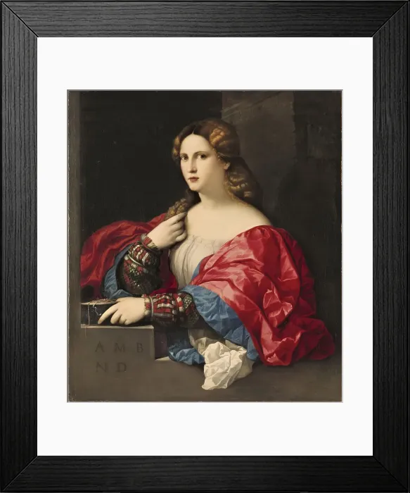 Framed Print : Portrait of a Young Woman Known as La Bella, 1518. Creator: Jacopo Palma il Vecchio Framed Print : Portrait of a Young Woman Known as La Bella, 1518. Creator: Jacopo Palma il Vecchio