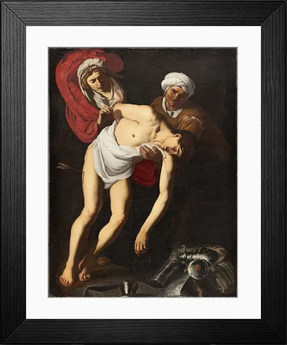 Framed Print : Saint Sebastian attended by Saint Irene and her Maid, 1615. Creator: Dirck van Baburen