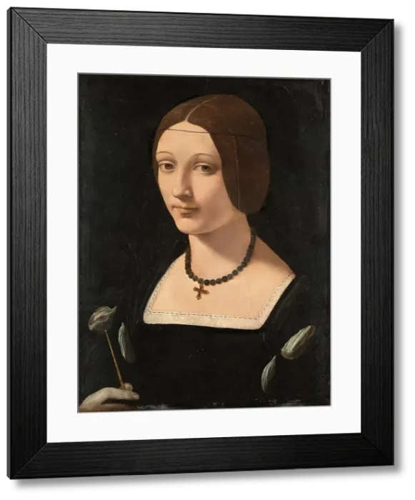 Framed Print : Portrait of a Lady as Saint Lucy, 1509. Creator: Giovanni Antonio Boltraffio Framed Print : Portrait of a Lady as Saint Lucy, 1509. Creator: Giovanni Antonio Boltraffio