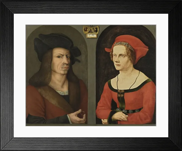 Framed Print : Nuptial Portrait of Coloman Helmschmid and his Wife Agnes Breu, 1500. Creator: Jorg Breu the Elder Framed Print : Nuptial Portrait of Coloman Helmschmid and his Wife Agnes Breu, 1500. Creator: Jorg Breu the Elder