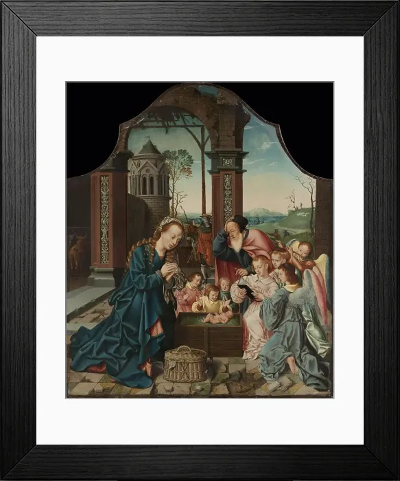 Framed Print : The Nativity, 1520. Creator: Bartholomaeus Bruyn the Elder Framed Print : The Nativity, 1520. Creator: Bartholomaeus Bruyn the Elder