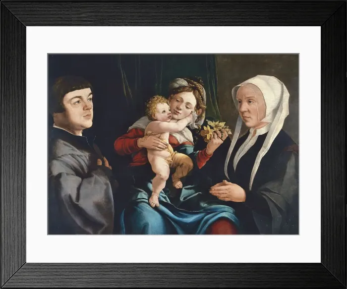 Framed Print : Madonna of the Daffodils with the Christ Child and Donors, 1535. Creator: Jan van Scorel Framed Print : Madonna of the Daffodils with the Christ Child and Donors, 1535. Creator: Jan van Scorel