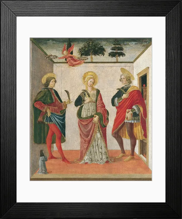 Framed Print : Saint Cecilia between Saint Valerian and Saint Tiburtius with a Donor, 1470. Creator: Francesco Botticini Framed Print : Saint Cecilia between Saint Valerian and Saint Tiburtius with a Donor, 1470. Creator: Francesco Botticini