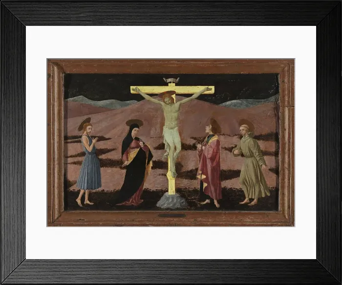 Framed Print : The Crucifixion with the Virgin, Saint John the Baptist, Saint John the Evangelist and Saint...1460. Creator: Paolo Uccello Framed Print : The Crucifixion with the Virgin, Saint John the Baptist, Saint John the Evangelist and Saint...1460. Creator: Paolo Uccello