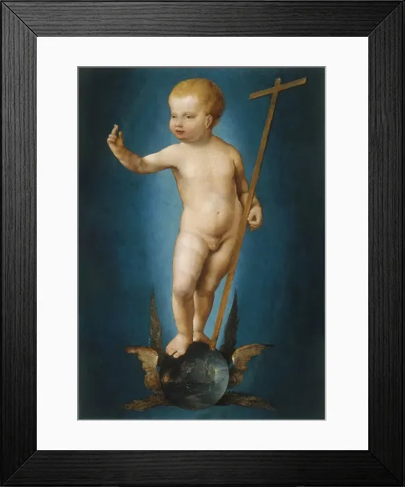 Framed Print : The Infant Christ on the Orb of the World, 1530. Creator: Joos van Cleve Framed Print : The Infant Christ on the Orb of the World, 1530. Creator: Joos van Cleve
