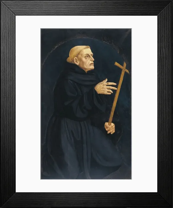 Framed Print : Monk holding a Cross, 1445. Creator: Domenico Veneziano Framed Print : Monk holding a Cross, 1445. Creator: Domenico Veneziano