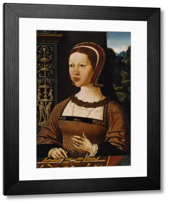 Framed Print : Portrait of a woman, possibly Elisabeth of Denmark, 1524. Creator: Jacob Cornelisz. van Oostsanen Framed Print : Portrait of a woman, possibly Elisabeth of Denmark, 1524. Creator: Jacob Cornelisz. van Oostsanen