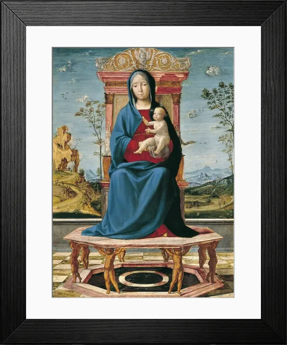 Framed Print : The Virgin and Child enthroned, 1495. Creator: Lorenzo Costa Framed Print : The Virgin and Child enthroned, 1495. Creator: Lorenzo Costa