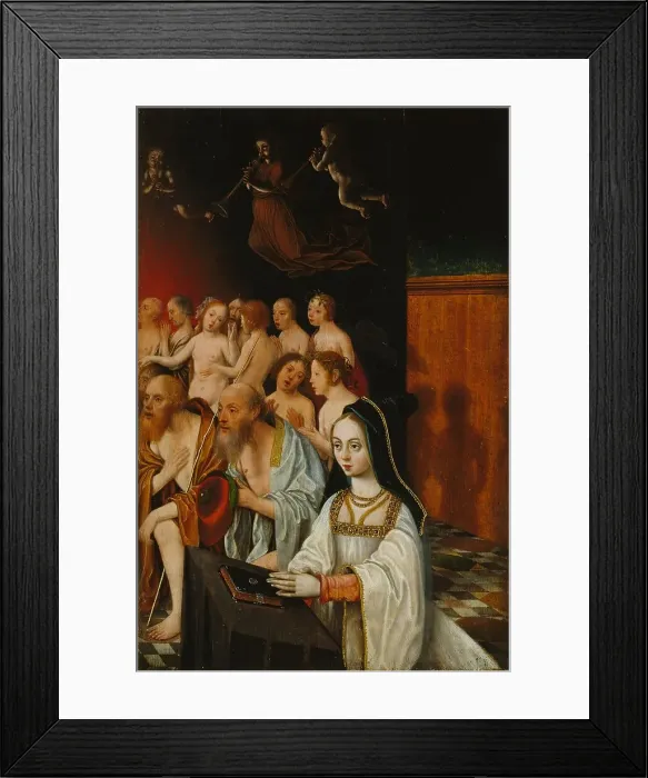 Framed Print : Wing of a Diptych with the Souls of the Just and a Donor, 1520. Creator: Jan Mostaert Framed Print : Wing of a Diptych with the Souls of the Just and a Donor, 1520. Creator: Jan Mostaert