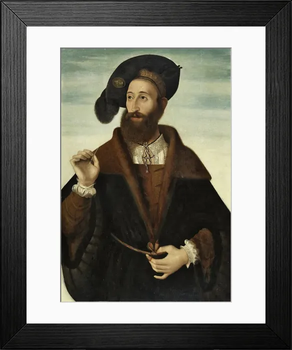 Framed Print : Portrait of a Man, 1525. Creator: Bartolommeo Veneto Framed Print : Portrait of a Man, 1525. Creator: Bartolommeo Veneto