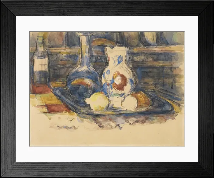 Framed Print : Bottle, Carafe, Jug and Lemons, 1902. Creator: Paul Cezanne Framed Print : Bottle, Carafe, Jug and Lemons, 1902. Creator: Paul Cezanne